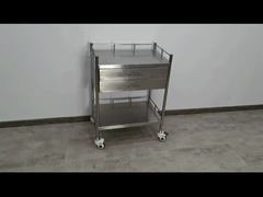 รถเข็นทางการแพทย์สแตนเลสสตีลสำหรับงานหนัก พร้อมลิ้นชักล็อค รถเข็นเก็บของเกรดคลินิก