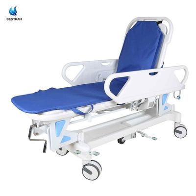 Buy Adjustable Stretcher Trolley For Patients Hospital Gurney With Locking Wheels IV Pole online manufacture
