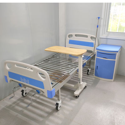 Buy 2-Function Stainless Steel Manual Hospital Bed With IV Pole Bedside Table & Cabinet online manufacture