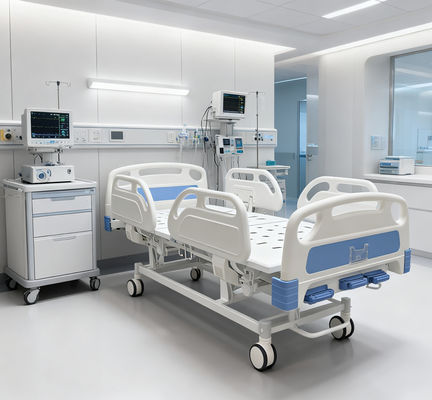 Buy 3-Function Manual Patient Bed With PP Safety Rails And Central Braking System online manufacture