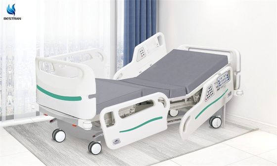 Backup Battery Electric Hospital Bed adjustable With Built In Electronics On Side Rail