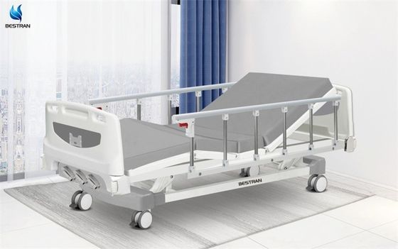 Hospital Room Manual Patient Bed With Six Position Aluminum Alloy Side Rails Mattress