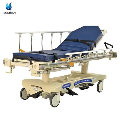 Hydraulic ICU Medical Transport Stretcher Adjustable Backrest Leg Rest X-Ray Compatible
