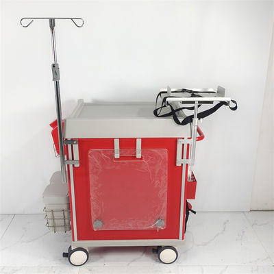 Multiple Drawers Red First Aid Trolley Comprehensive Medical Equipment Storage