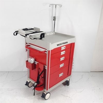 Multiple Drawers Red First Aid Trolley Comprehensive Medical Equipment Storage