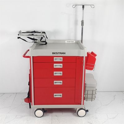 Multiple Drawers Red First Aid Trolley Comprehensive Medical Equipment Storage