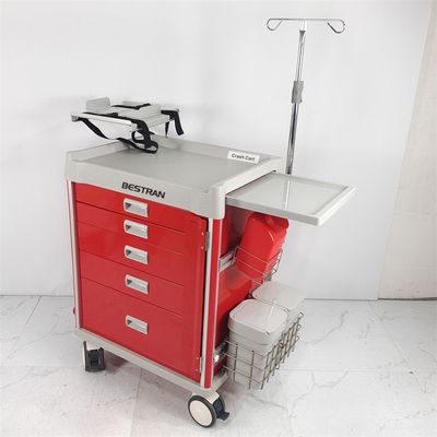 Multiple Drawers Red First Aid Trolley Comprehensive Medical Equipment Storage
