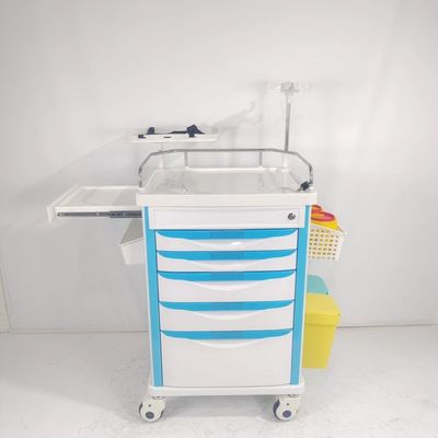 ABS Notfall-Medizinische Trolley-Ausrüstung 5 Schublade mit Defibrillator Regal CPR-Board