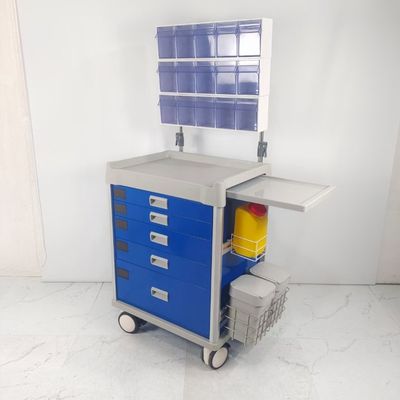 Cold Steel Columns Anesthesia Supply Cart Abs Drawers Medication Storage With Locking