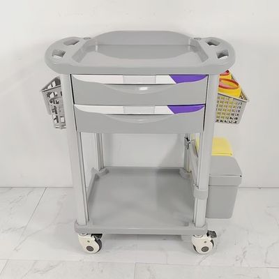 Two Drawers Lockable Medication Trolley Hospital Wound Dressing Trolley With Swivel Castors