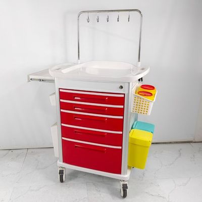 5 Medikamentenschubladen Medizinischer Trolley Krankenhaus IV Kanulierungstrolley mit Infusionshaken