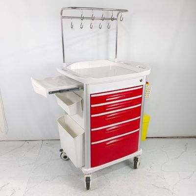 5 Medikamentenschubladen Medizinischer Trolley Krankenhaus IV Kanulierungstrolley mit Infusionshaken