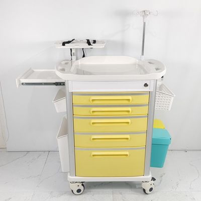 5 Drawers Trauma Cart With Ergonomic Handles , Hospital Emergency Trolley Equipment