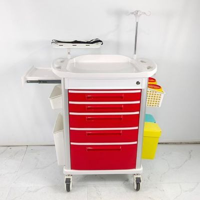 Custom Healthcare Medical Trolley On Wheels , Hospital Medication Cart With Side Hooks