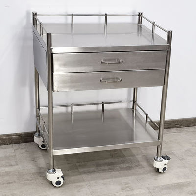 Chariot médical en acier inoxydable lourd avec tiroirs verrouillés
