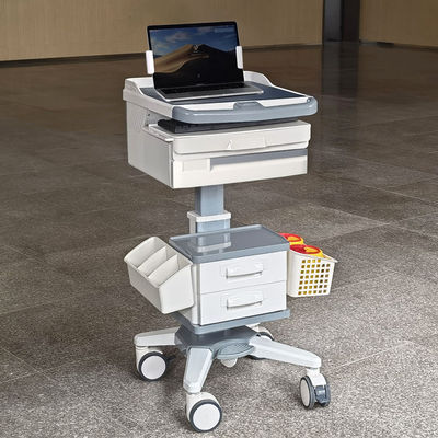 Carton d'ordinateur médical réglable en hauteur avec tiroirs verrouillés