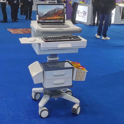 Hoogteverstelbare medische computerwagen met vergrendelingsladen Mobiele laptop werkstation