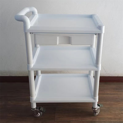 Modular 3-Shelf Medical Storage Cart with Pull-Out Drawers Easy Assembly Plastic Trolley