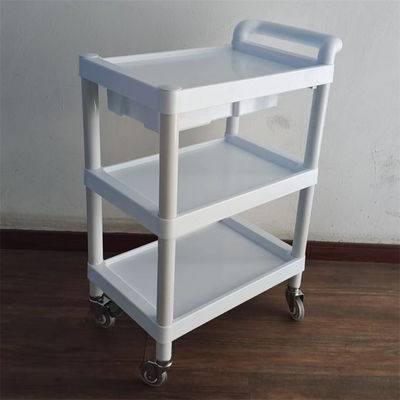 Modular 3-Shelf Medical Storage Cart with Pull-Out Drawers Easy Assembly Plastic Trolley