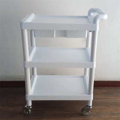 Modular 3-Shelf Medical Storage Cart with Pull-Out Drawers Easy Assembly Plastic Trolley