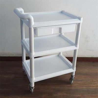 Modular 3-Shelf Medical Storage Cart with Pull-Out Drawers Easy Assembly Plastic Trolley