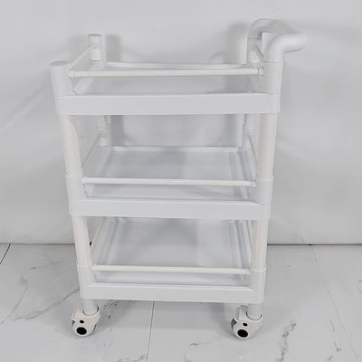 Modular 3-Shelf Medical Trolley with Safety Rails Easy Assembly Plastic Cart