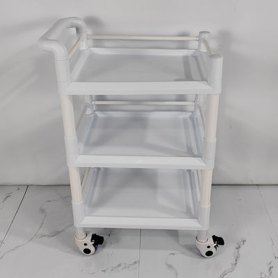 Modular 3-Shelf Medical Trolley with Safety Rails Easy Assembly Plastic Cart