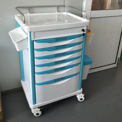 6-Drawer Medical Medication Cart Secure Hospital Drug Delivery Trolley