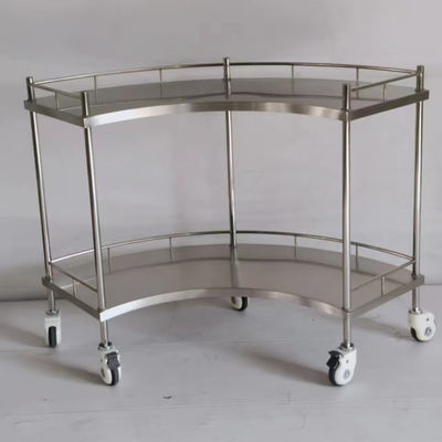 2-Tier Stainless Steel Quadrant Surgical Cart OR Instrument Trolley