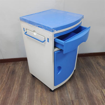 ABS Medical Bedside Cabinet With Drawer, Cabinet & Retractable Dining Board Hospital Nightstand
