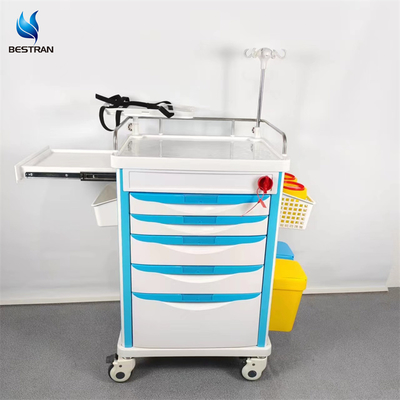 Advanced Emergency Cart With Disposable Lock Ample Storage Defibrillator Platform O2 / IV Ready