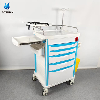Advanced Emergency Cart With Disposable Lock Ample Storage Defibrillator Platform O2 / IV Ready
