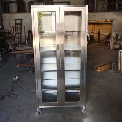Armoire médicale mobile en acier inoxydable à roues pour instruments et fournitures