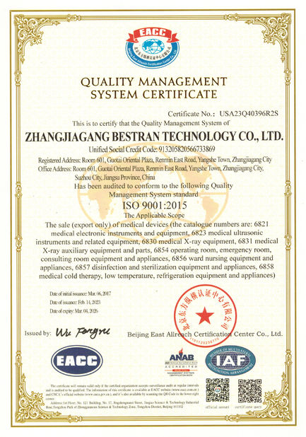 China Zhangjiagang Bestran Technology Co., Ltd. certificaten
