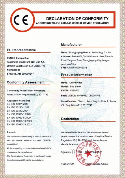 China Zhangjiagang Bestran Technology Co., Ltd. certificaten